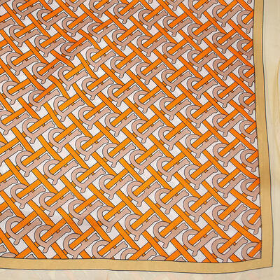 Square scarf - orange and beige - 2