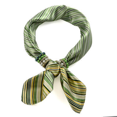 Jewelry scarf Stewardess - green stripes - 2