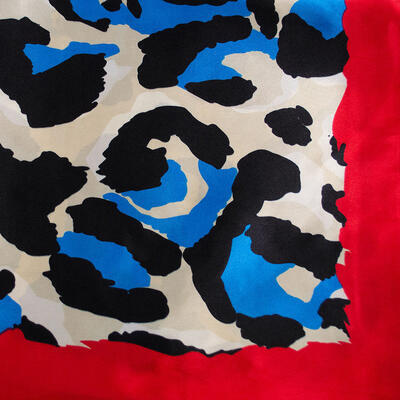 Small neckerchief - red and blue with animal print - 2