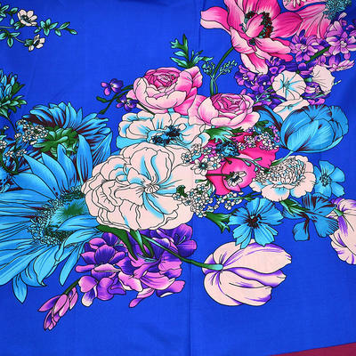 Velký šátek 63sv004-30 - modrý s kvetinami - 2